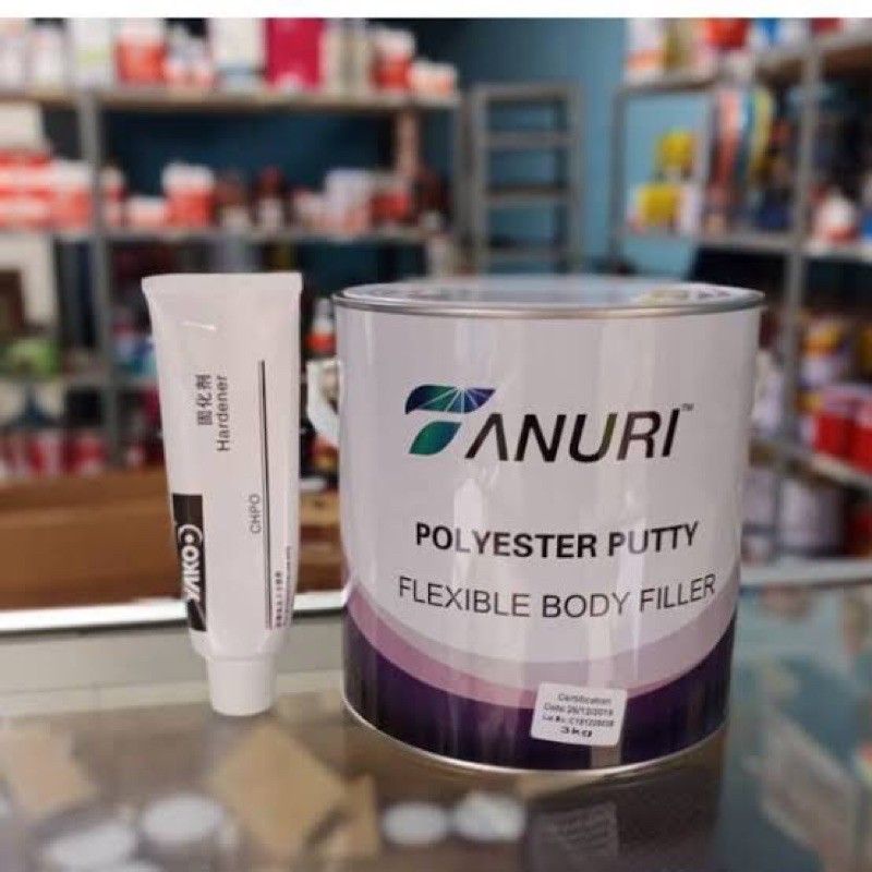 Dempul TANURI 3kg + Hdr- Warna Putih- Dempul Besi Kayu Plastik