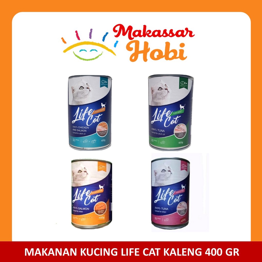 Makanan Kucing Basah Life Cat Kaleng 400gr 400 gr Adult Kitten Lifecat Rasa Tuna Chicken Salmon Wet Cat Food Can Catfood Murah