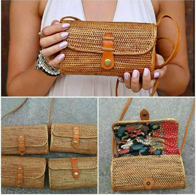 tas rotan - tas etnik bali - tas etnik - slingbag - wallet rattan