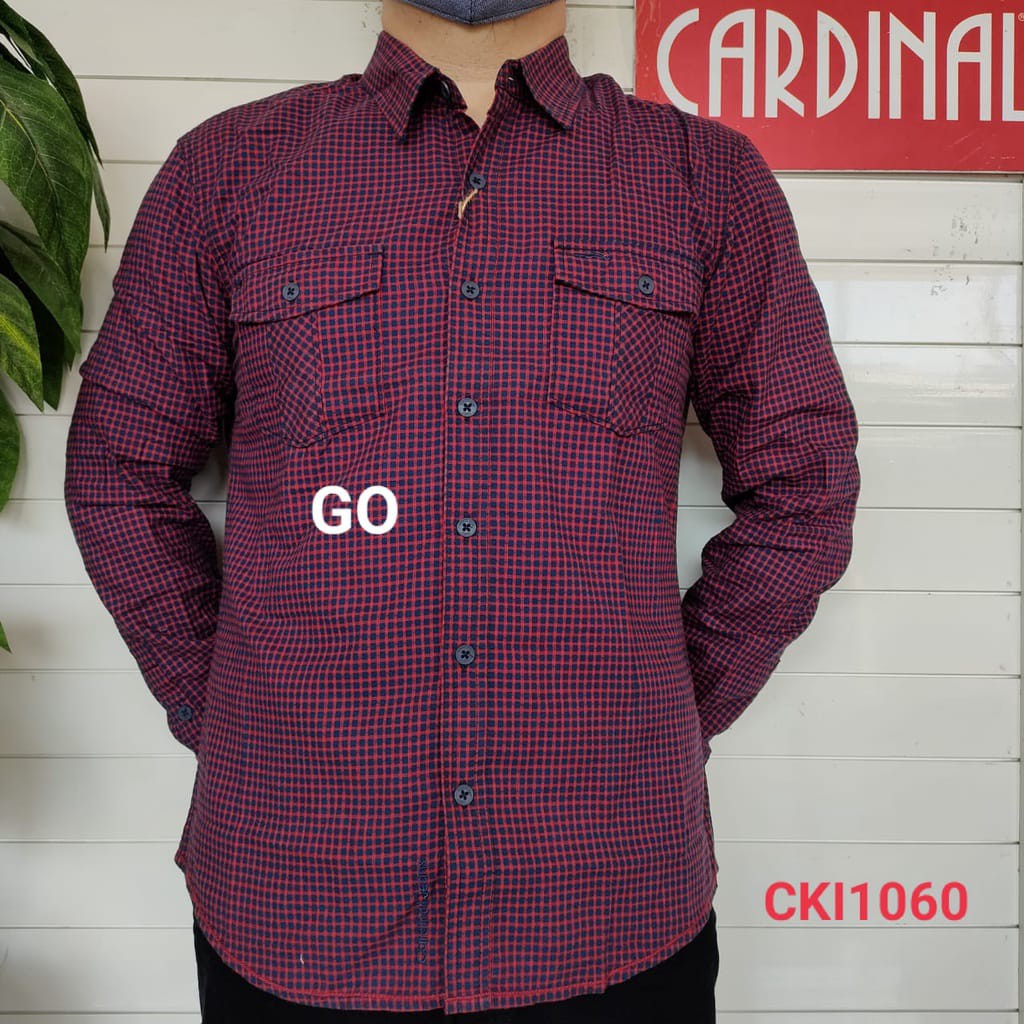 BB CARDINAL CASUAL KEMEJA Slimfit Hem Pria Baju Cowok Pakaian Pria Lengan Panjang KEREN!!!