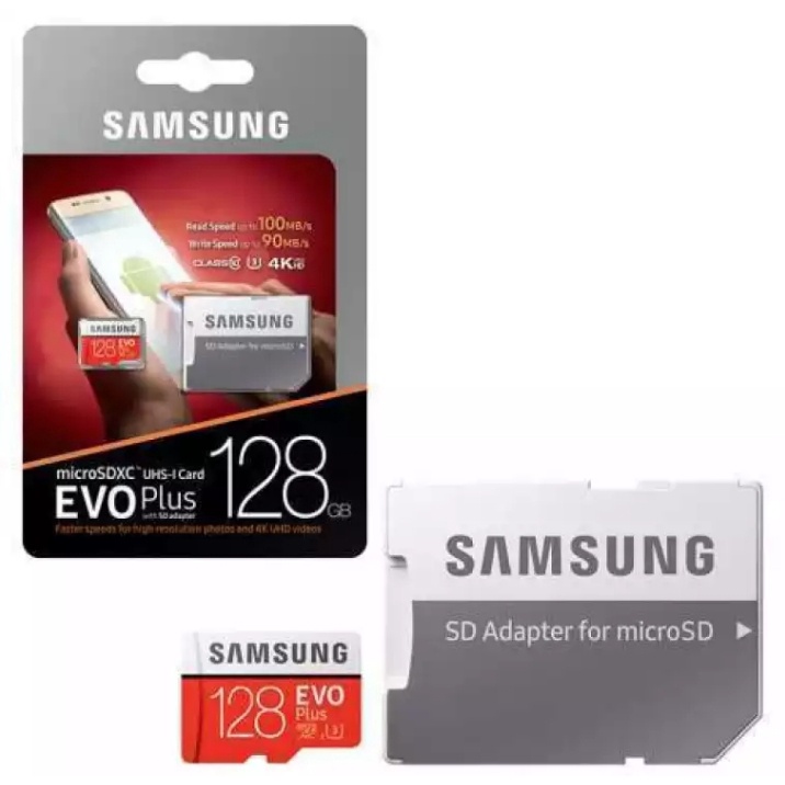 Memory Card Samsung Evo Class 10 128 / 64 / 32 /16GB Plus Micro Card With Adapter / kartu memory HP All Smartphone