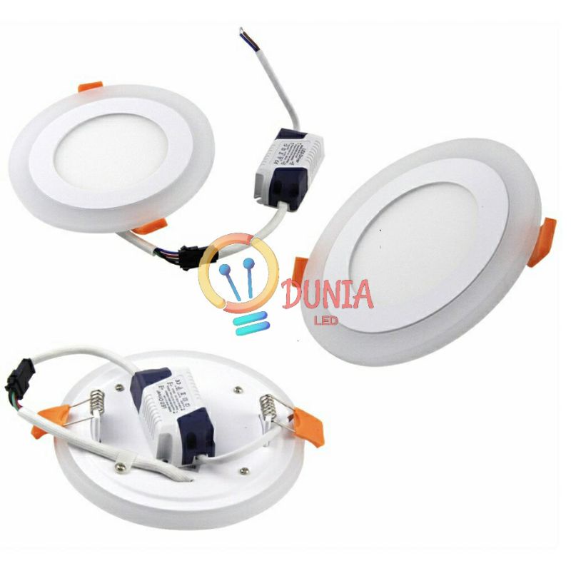 Panel Down light LED 2 warna 12+4 Watt BULAT