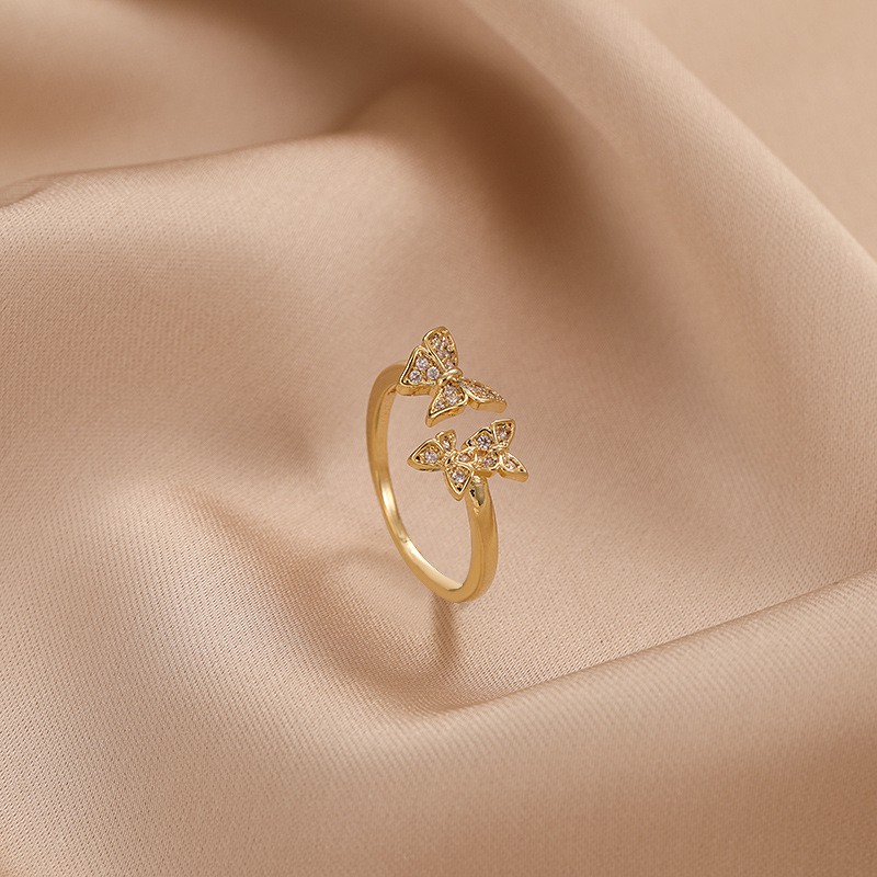 Cincin Korea Gold Plated Sangat cakep elegan CA020 Free Size Open Ring berlian mewah pita