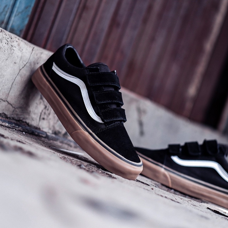 VANS OLDSKOOL VELCR0 BLACK/GUM CLASSIC ORIGINAL 100%