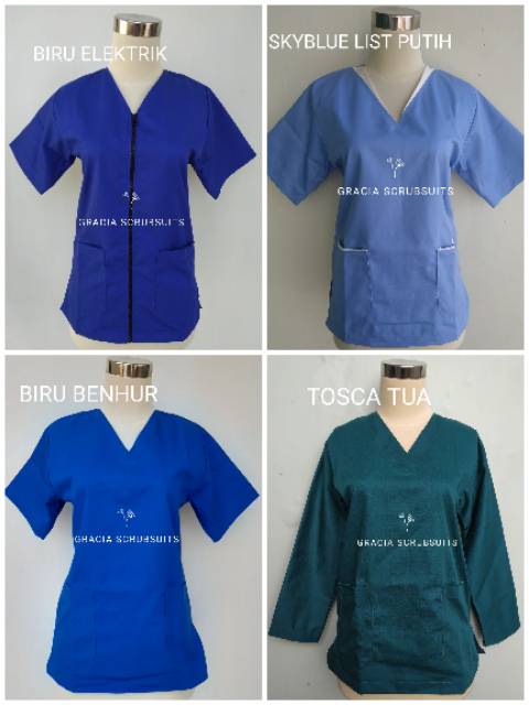 READY STOCK! GRACIA SCRUBSUITS - baju jaga/jaga malam/scrubsuits DOKTER ATASAN SAJA MODEL KANCING