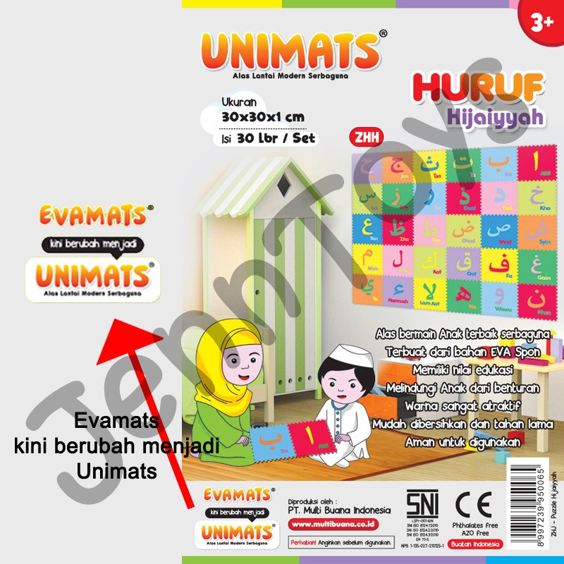 JennToys - Evamat Matras Alas Lantai Evamats UNIMATS - Hijaiyah