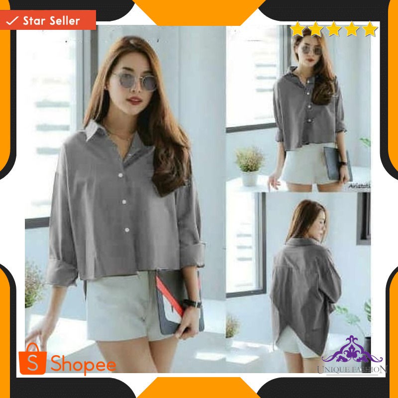 Kemaja Sherina Abu Sw Kemeja Wanita Wolly Crepe Abu Abu