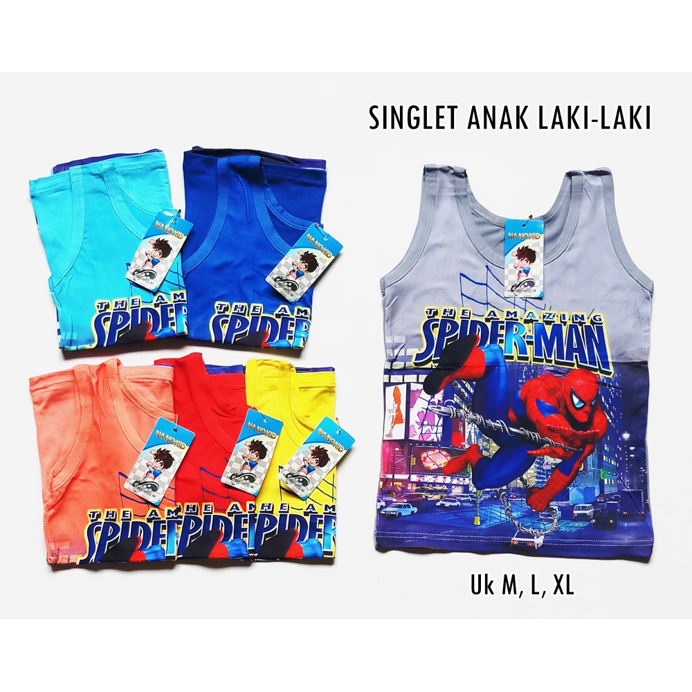 Kaos Singlet Spiderman Anak Laki-Laki / Kaos Dalam Anak