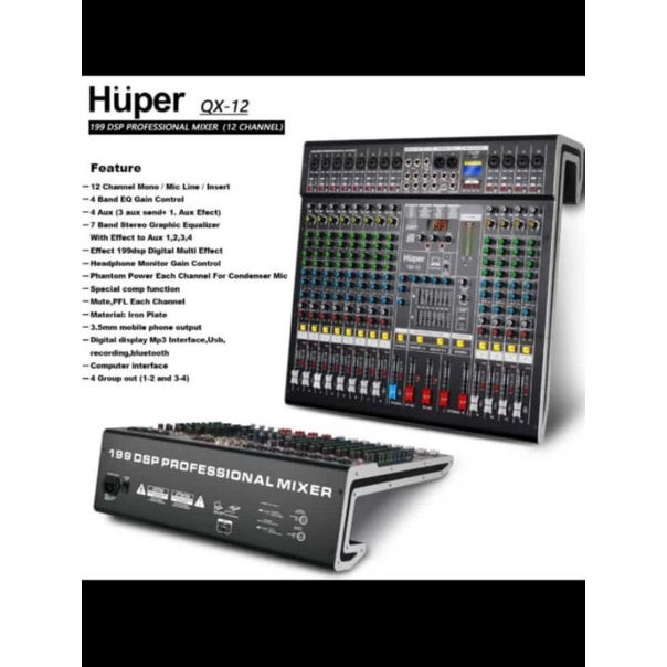 Mixer audio huper qx12 qx 12 12CH garansi original usb soundcard