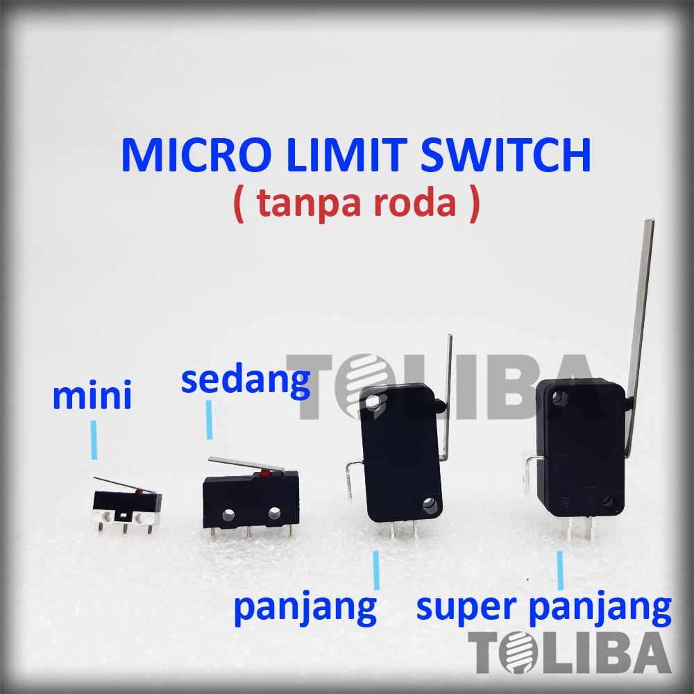 mikro limit switch mini / micro switch sedang / saklar mikro panjang / saklar limit switch super panjang + plat tanpa roda / saklar pembatas perangkat elektromekanis
