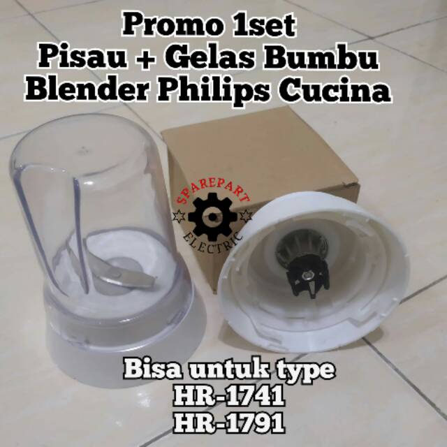 MOUNTING PISAU + GELAS BUMBU MILL BLENDER PHILIPS HR 1741 1791 CUCINA