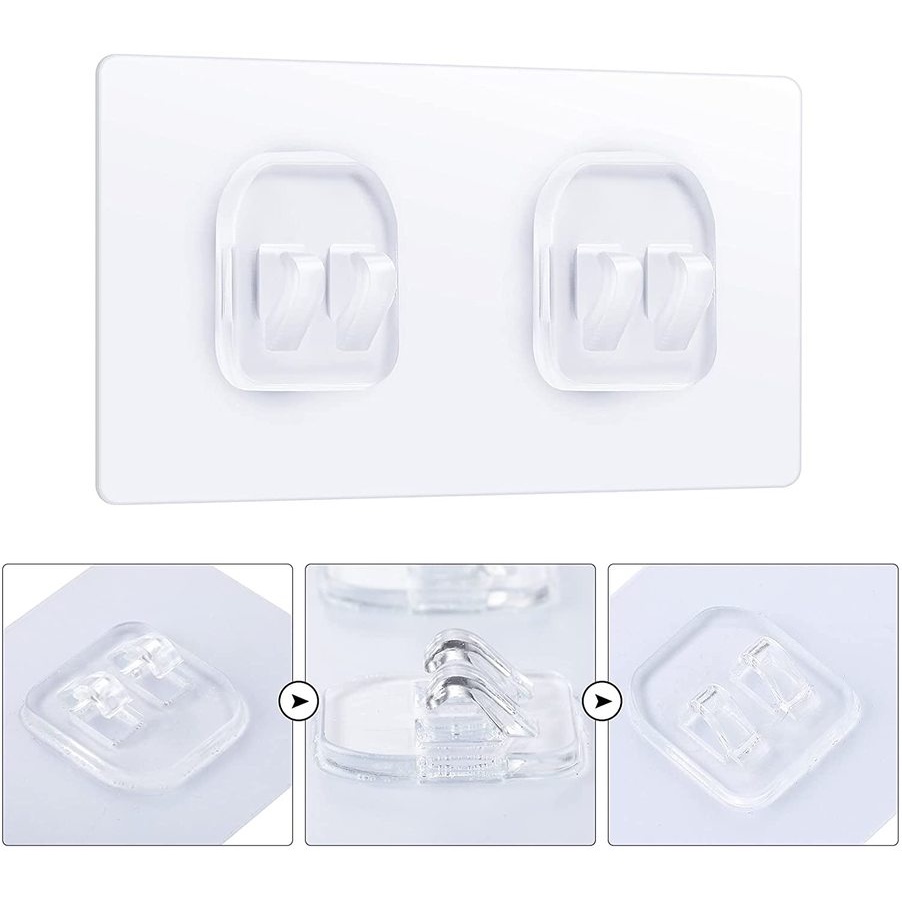 [Home Creative Wall Mounted Waterproof Double Claw Storage Hooks] [Multifunction Bathroom Kitchen Self Adhesive Nail-Free Door Hanger Hook]