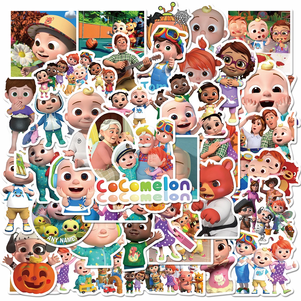 50pcs Stiker Cocomelon 2 Kartun Anti Air Untuk Edukasi Anak