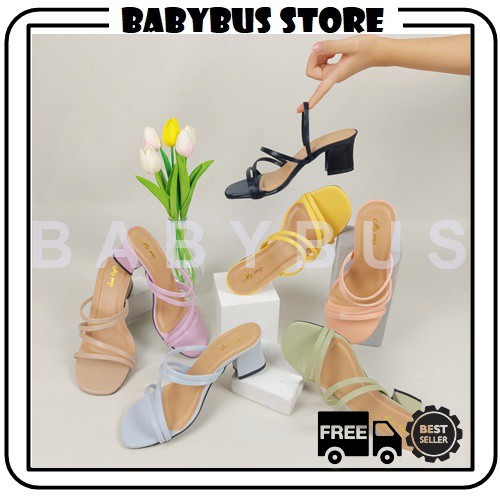 BBS MSH 05 Sandal High Heels Hak Tahu Strappy Heeled Wanita Impor Murah