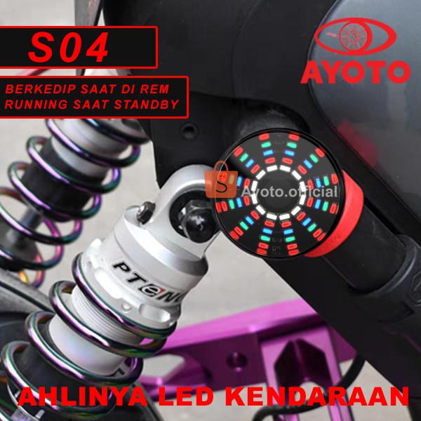 2 pcs (Sepasang) Lampu Stop AYOTO S-04 Flash Running Variasi Warna