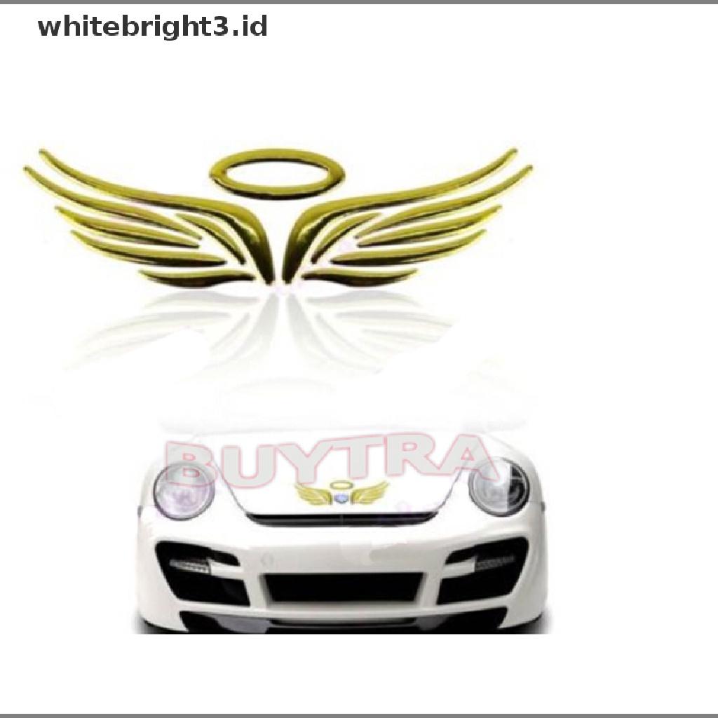 (whitebright3.id) Stiker Emblem / Badge Logo Sayap Malaikat 3D 3 Warna Untuk Mobil / Truk