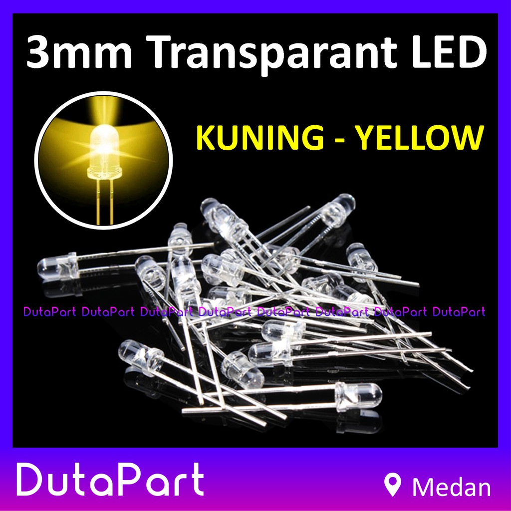 LED 3mm KUNING YELLOW Transparant Bening F3 LED Dioda KUALITAS BAGUS