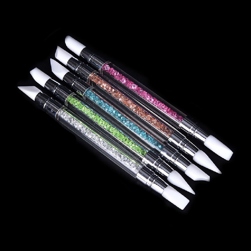 [KUKU PALSU] 1Pc Nail Art Brush Dotting Tools 2 Way Sculpture Pen Silicone Head Carving Craft , .