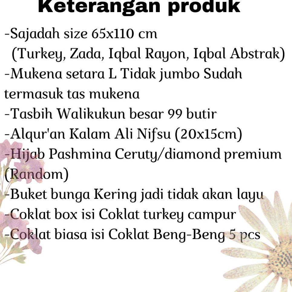 Sangat Nyaman.. Hampers Mukena / Hampers Hijab / Mukena Travel / Mukena Renda / Hampers Buket bunga