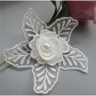 Lace Patch - White Flower Beading #31 (5pcs)