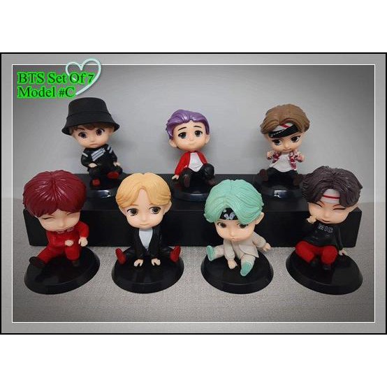 SET OF 7 MINI FIGURE BTS TINY TAN MIC DROP - PAJANGAN BTS TINY TAN - MODEL #C