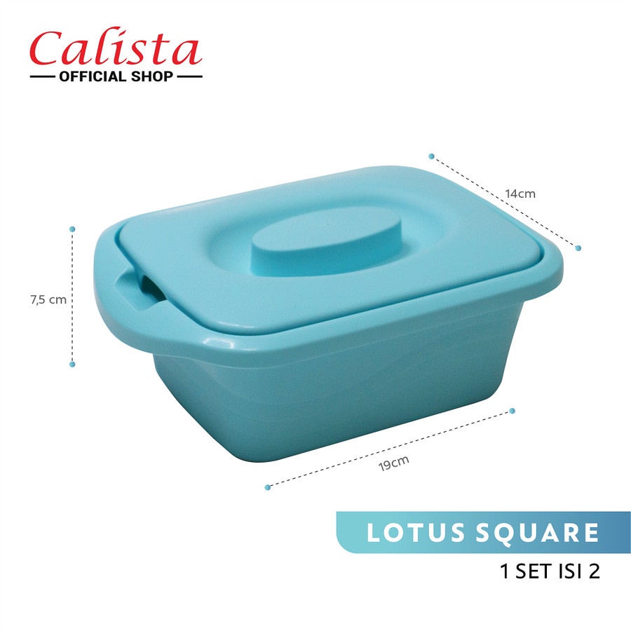 *COD* Calista Lotus Square Wadah Saji Makanan 700ml Set isi 2pcs