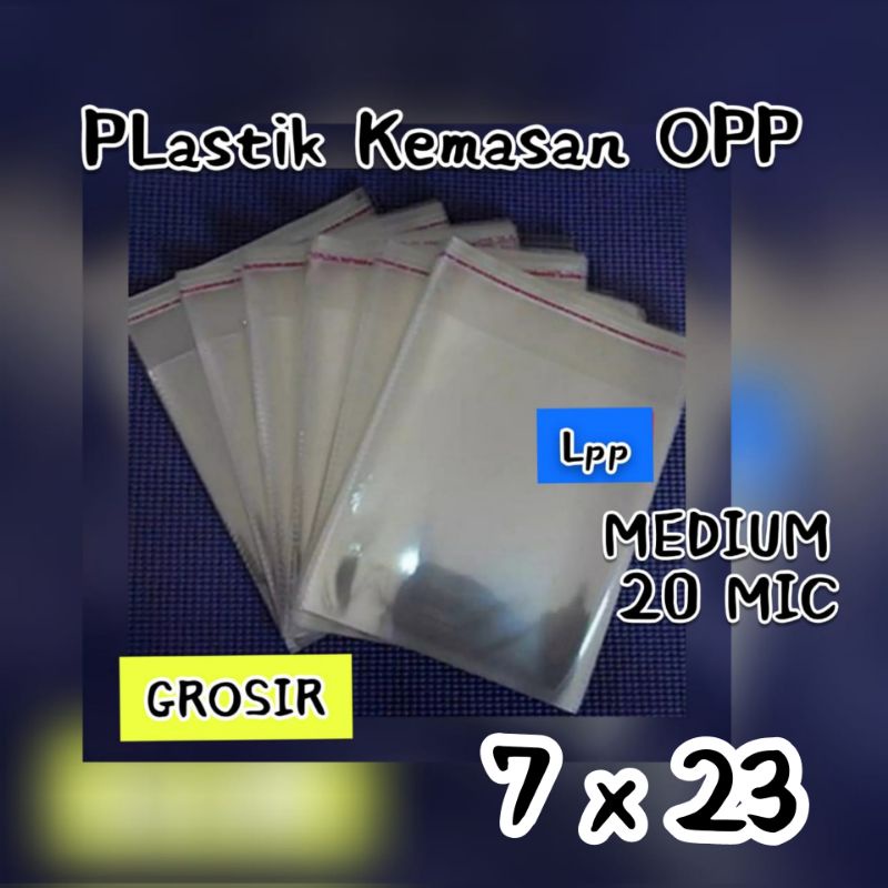 

Plastik OPP lem atas uk 7 x 23 cm ~ Medium 20 Micron.