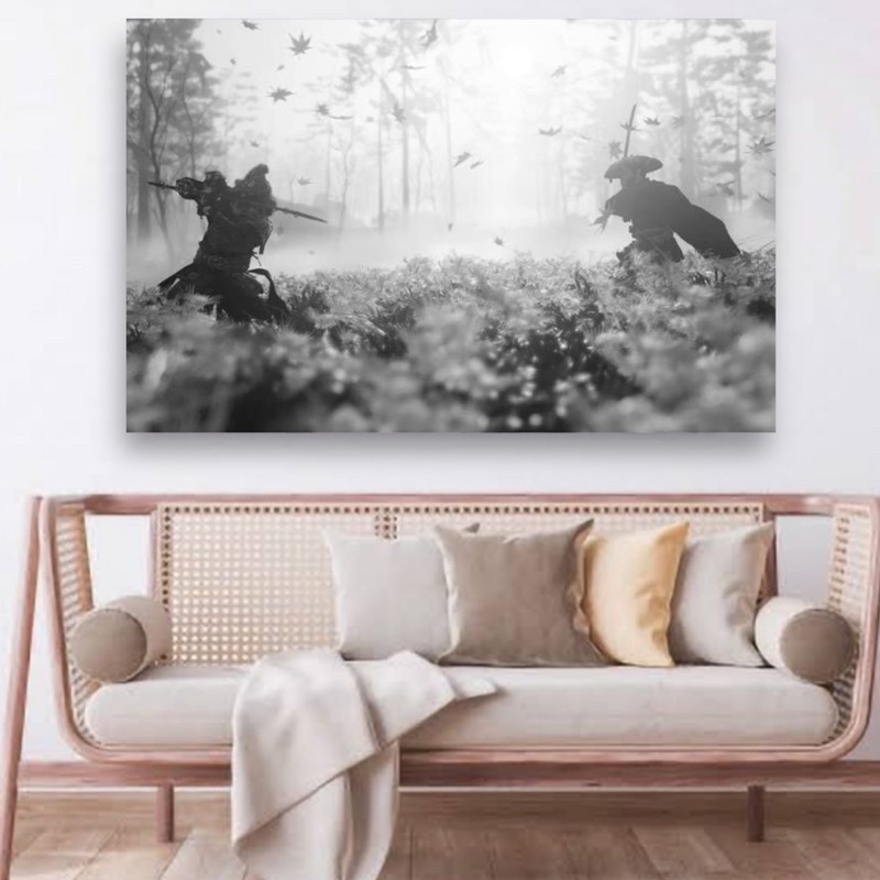 Poster cetak hiasan dinding jumbo gambar samurai ukuran 100x70cm dan 200x100cm tanpa bingkai dekoras