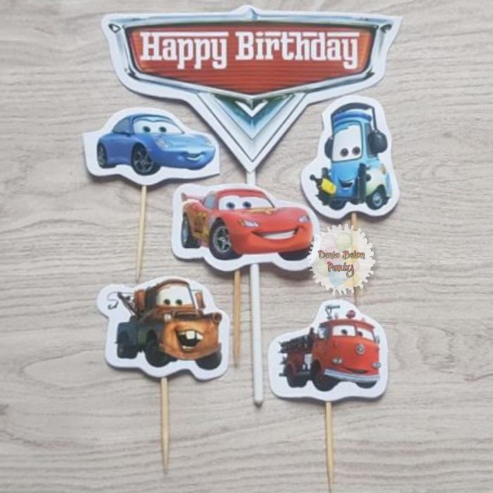 Cake Topper Happy Birthday / Cake Topper Cars / Hiasan Kue Mc Queen