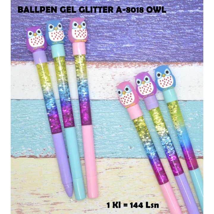 

ballpen gel glitter a8018 owl