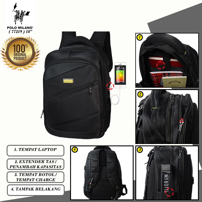 TERBARU RANSEL PRIA POLO CAVALLO - 77219 - Tas Pria TAS USB ANTI AIR - BACKPACK MULTIFUNGSI TERLARIS