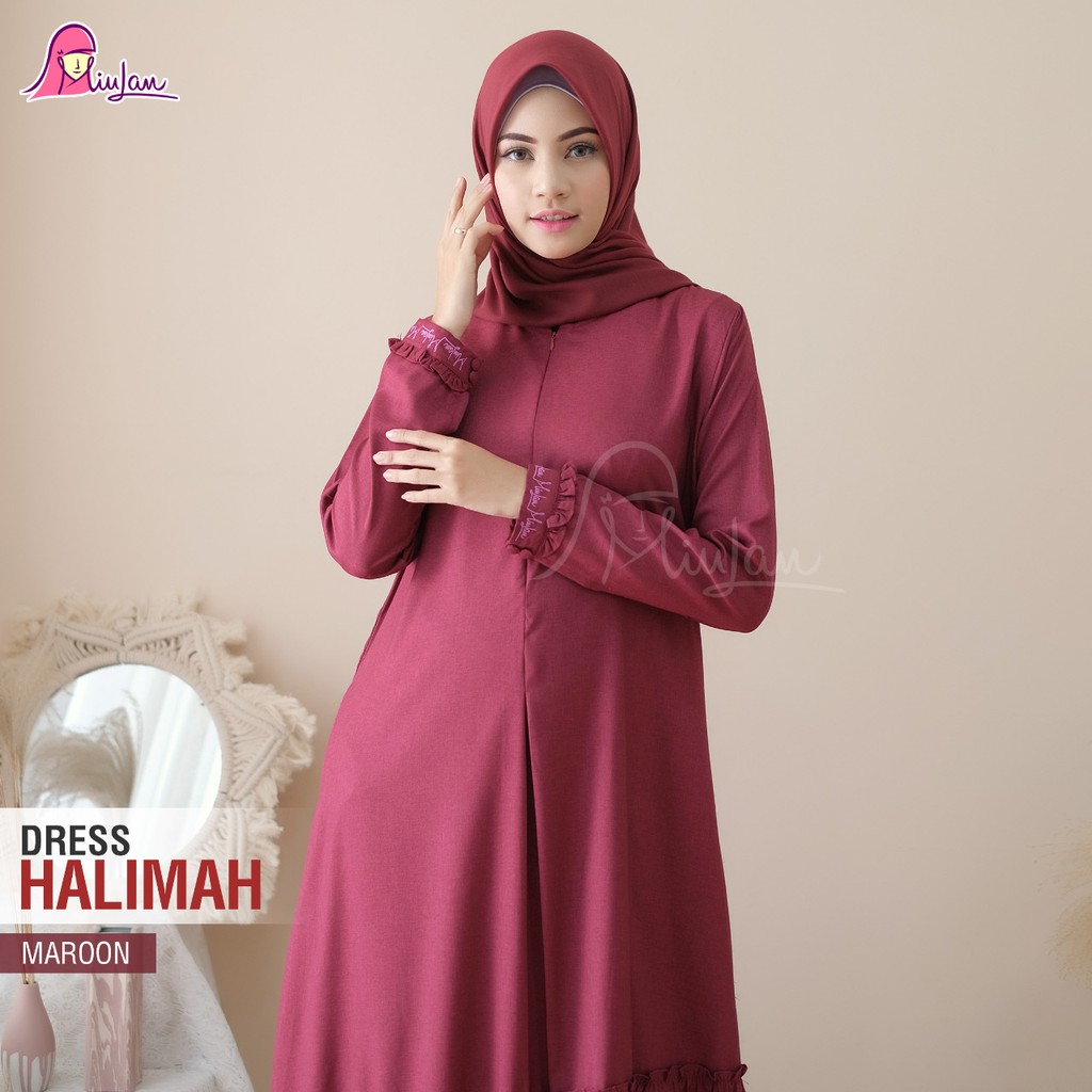 [SALE] Halimah Dress Muslimah Baju Gamis Miulan Cantik Simple dan Elegan By Miulan Hijab