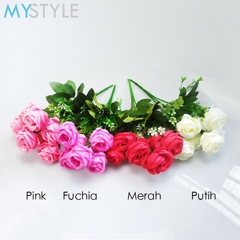 BUNGA ROSE 7S 1 TANGKAI 7 PCS BUNGA PLASTIK BUNGA PALSU MURAH ARTIFICIAL