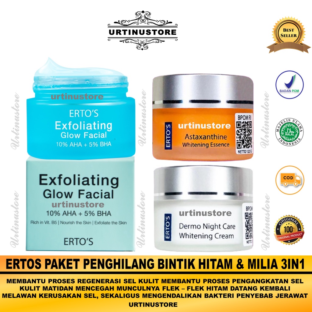 Jual Ertos Paket Flek Hitam & Milia Paling Mujarab, Ampuh & Mempan 3in1