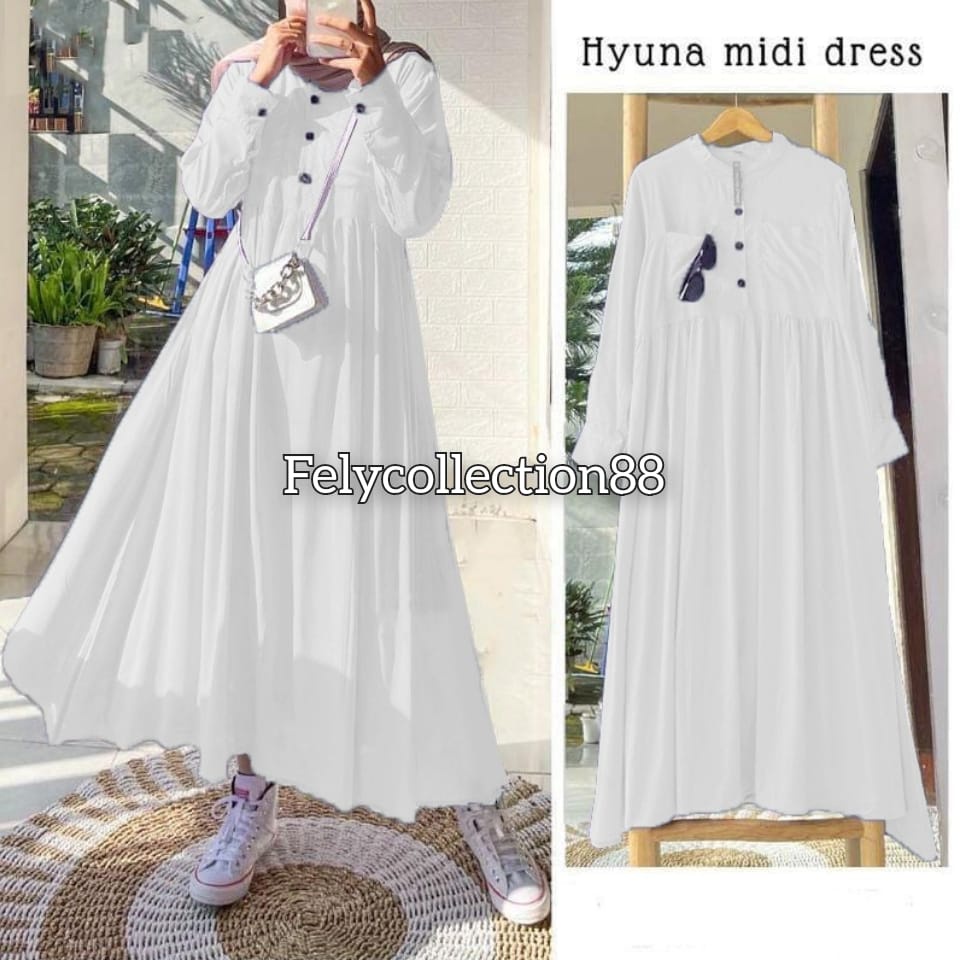 Hyuna Midi Dress // Casual Dress Wanita Terbaru