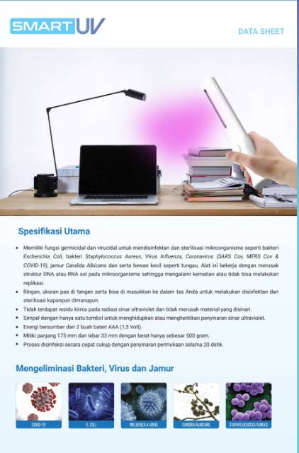 PORTABLE LAMPU SMART UV/SMARTUV MEMBUNUH VIRUS-BAKTERI-JAMUR-TUNGAU