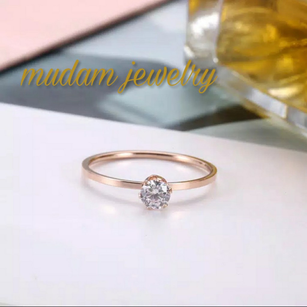 Cincin Wanita C4rtier Ring Diamond Ukuran Sedang Titanium Rose Gold dan Gold