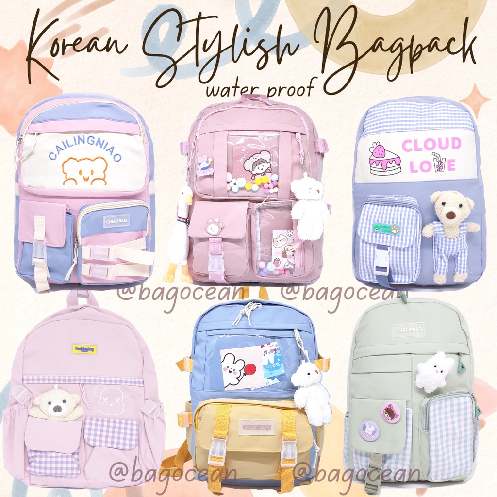 [NEW ARRIVALS] STYLISH KOREAN BAGPACK / TAS KOREA KEKINIAN / RANSEL LAPTOP SEKOLAH REMAJA CEWEK SD SMP SMA MURAH / TAS KULIAH CEWEK / KOREAN BAGPACK / CUTE SCHOOL BAG / KOREAN AESTHETIC BAG / TAS ESTETIK / TAS SEKOLAH LUCU / WATERPROOF BAG / TAS BONEKA