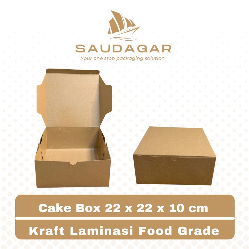 Cake box kraft laminasi / kotak kue bolu / tart / ulang tahun 22x22x10 cm