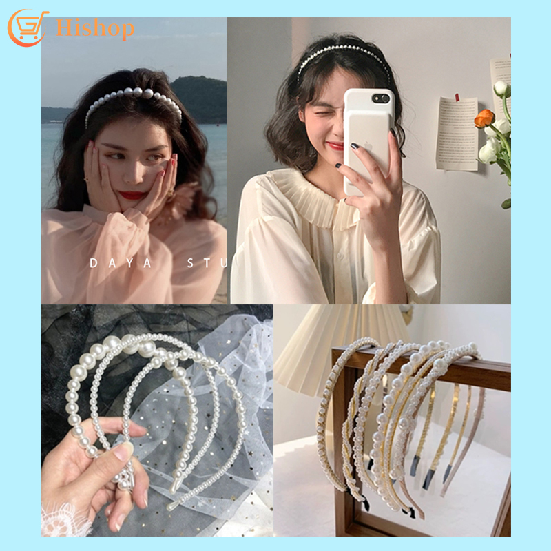 Hi/ Korean Pearl Elegant Headband Ins Princess Hairband Women Fashion Hair Accessoires Gift