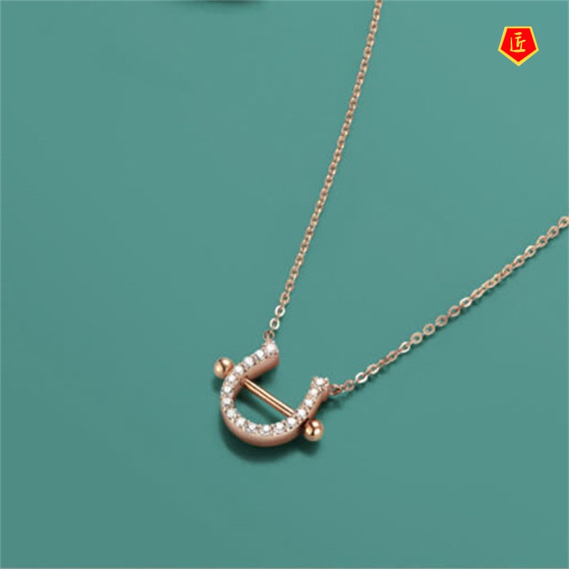 [Ready Stock]S925 Silver Horseshoe Necklace Women's Design Simple Temperament