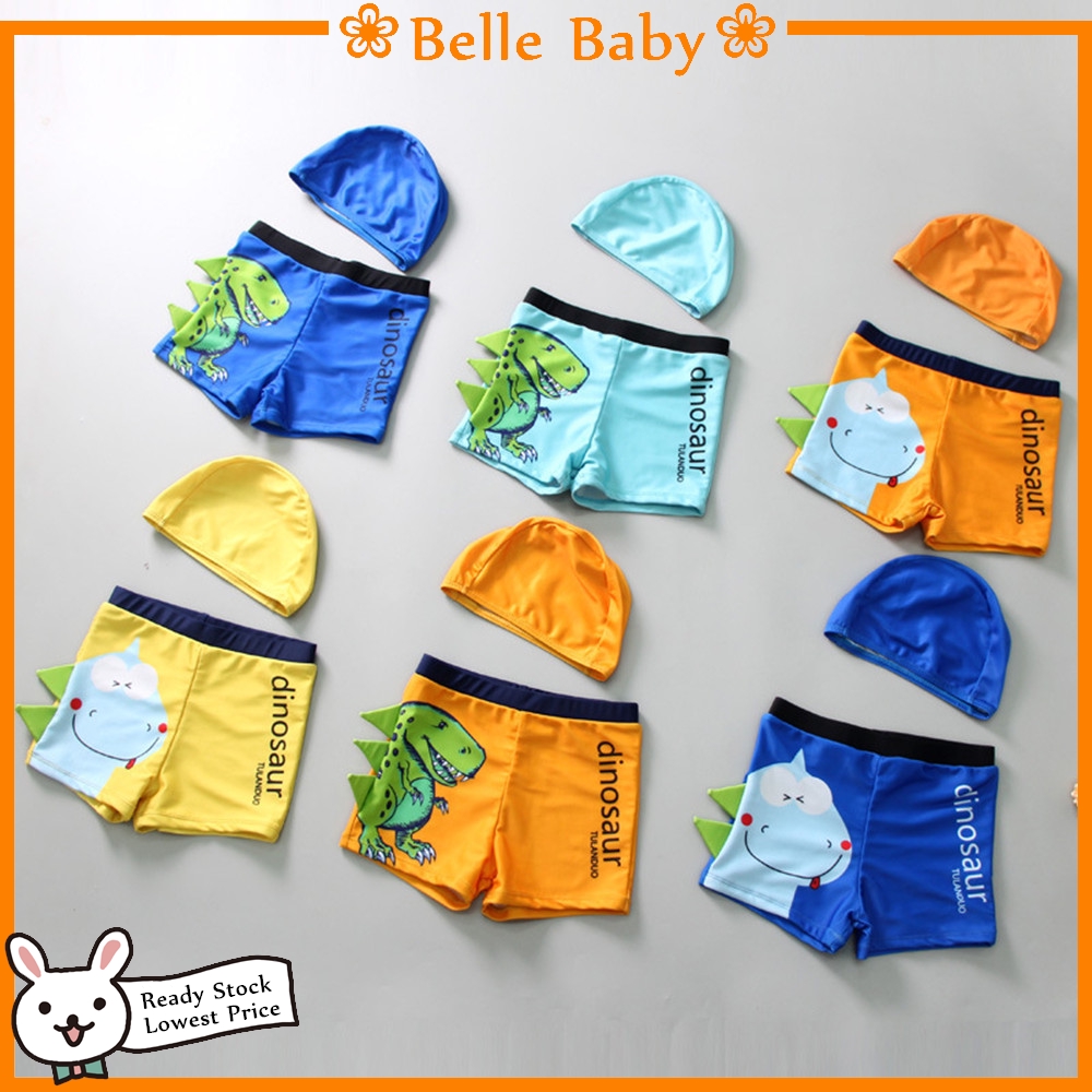 Kartun Baju Renang Anak Berenang Celana Anak Laki Laki Bayi Dinosaurus Celana Renang Topi 2 Piece
