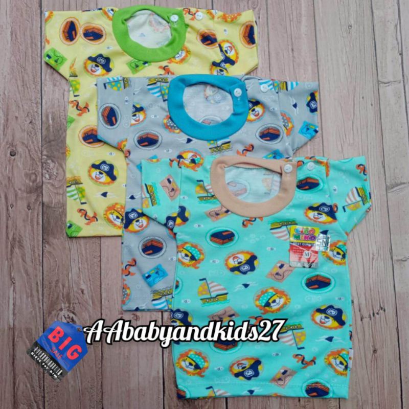 CICO MIKO 3PC KAOS OBLONG BAYI KANCING PUNDAK SNI UKURAN S M L XL-OBLONG BAYI MURAH MOTIF RANDOM