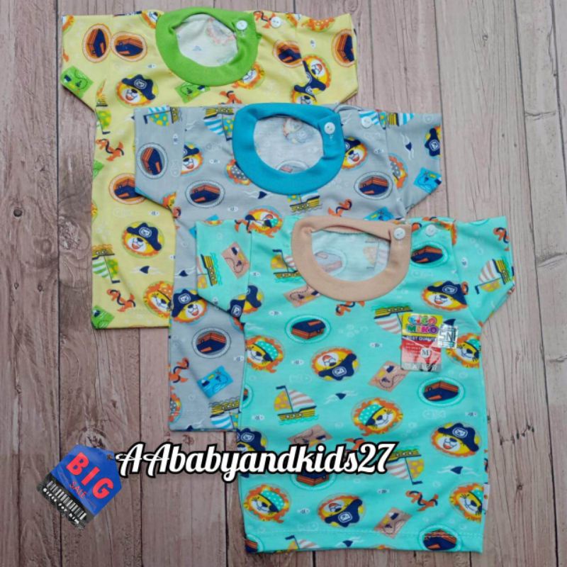 CICO MIKO 3PC KAOS OBLONG BAYI KANCING PUNDAK SNI UKURAN S M L XL-OBLONG BAYI MURAH MOTIF RANDOM