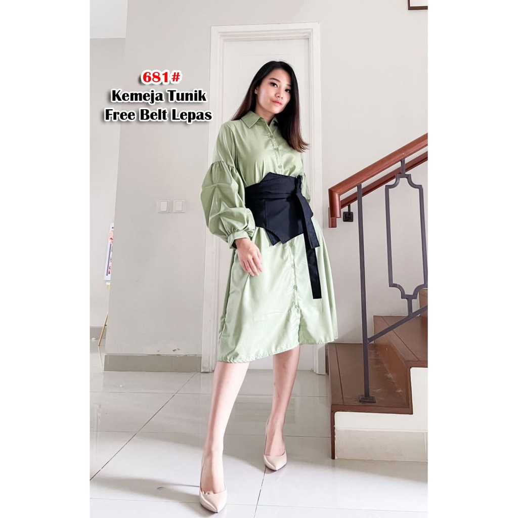 Dress Kemeja fashion wanita / dress kemeja wanita polos / dress casual polos JessicaCollection 681#