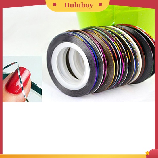 Huluboy Huluboy♡ 10 Warna / Roll Stiker Tape Garis 20m Untuk Dekorasi Kutek UV Gel DIY