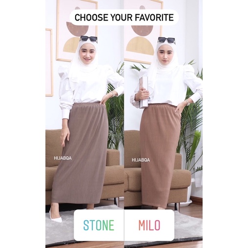 HIJABQA - Rok Plisket Span Premium / Pleated Skirt / Rok Span Panjang