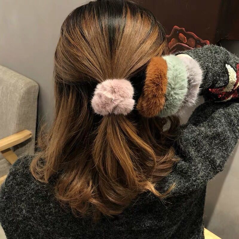 Ennwen Ik19 Ikat Rambut korea Ponytail Donat Pompom-2