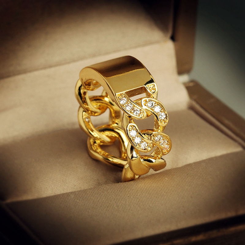 Fancyqube Cincin Rantai Adjustable Bahan Stainless Steel Gaya Punk Untuk Pria Dan Wanita