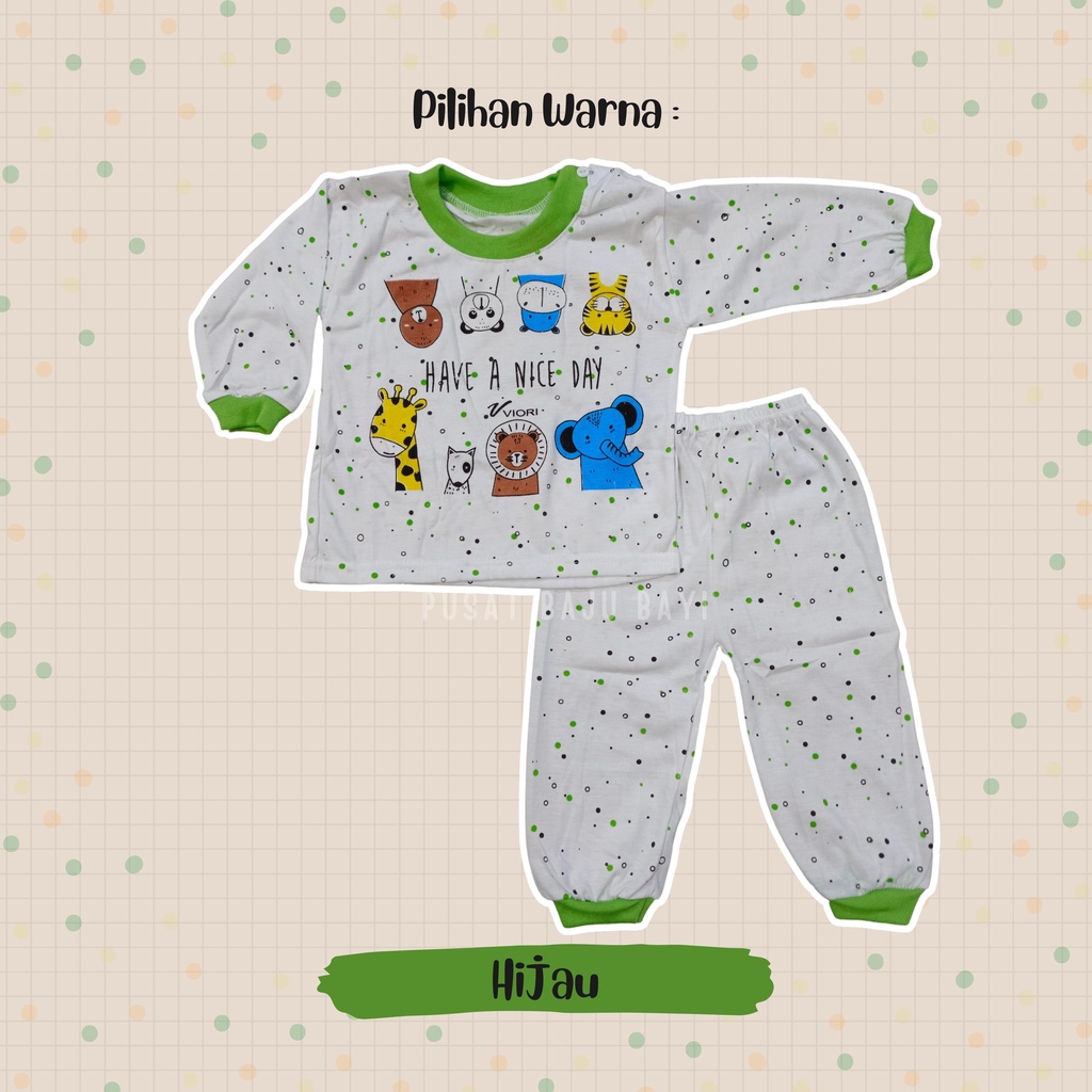 Setelan Baju Bayi Panjang 3 - 12 Bulan merk VIORI motif Have A Nice Day